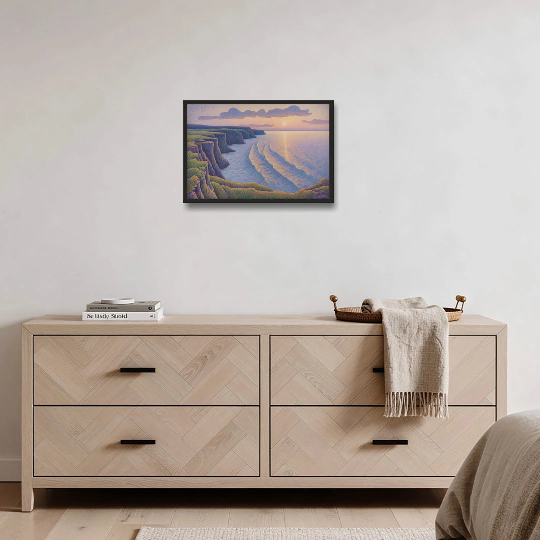 Coastal Cliffs of Newfoundland - Black Framed Canvas Wall Art - Coffee Table - 24x16