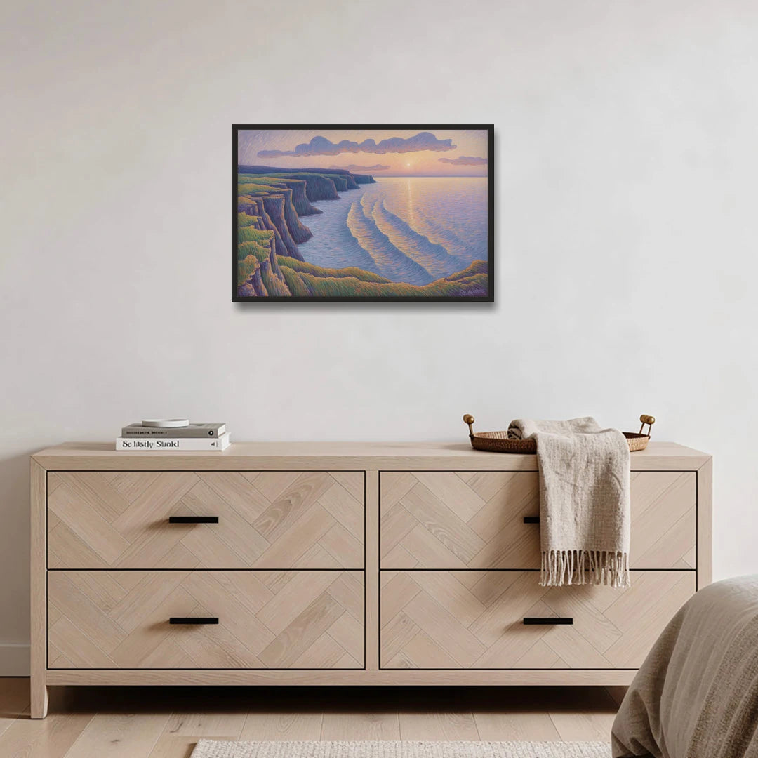 Coastal Cliffs of Newfoundland - Black Framed Canvas Wall Art - Coffee Table - 30x20