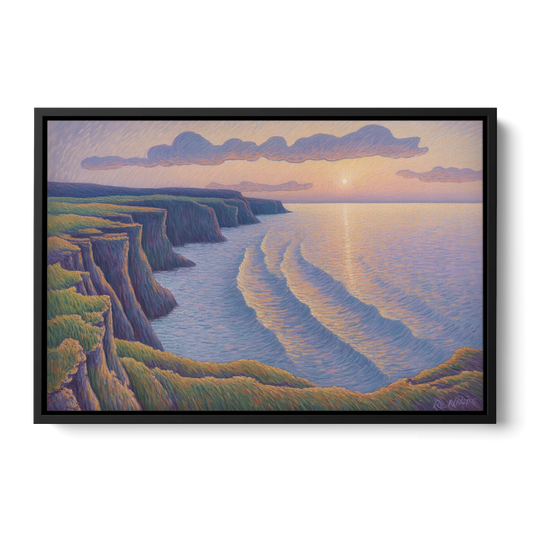 Coastal Cliffs of Newfoundland - Black Framed Canvas Wall Art - Front