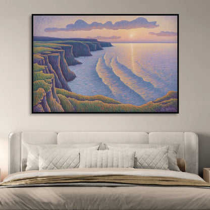 Coastal Cliffs of Newfoundland Sitting Room - Black Canvas Wall Art