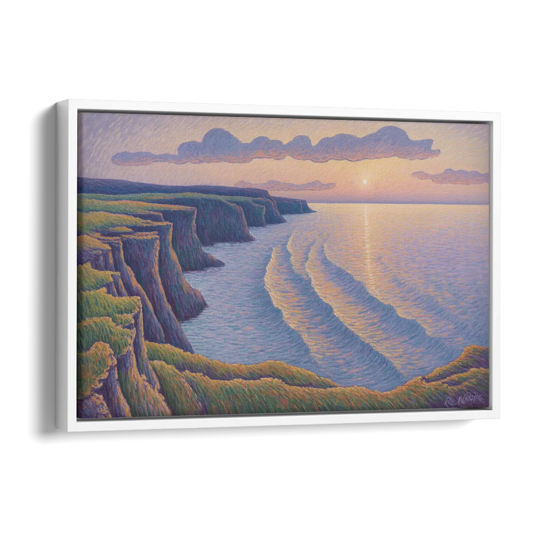 Coastal Cliffs of Newfoundland Side - White Canvas Wall Art