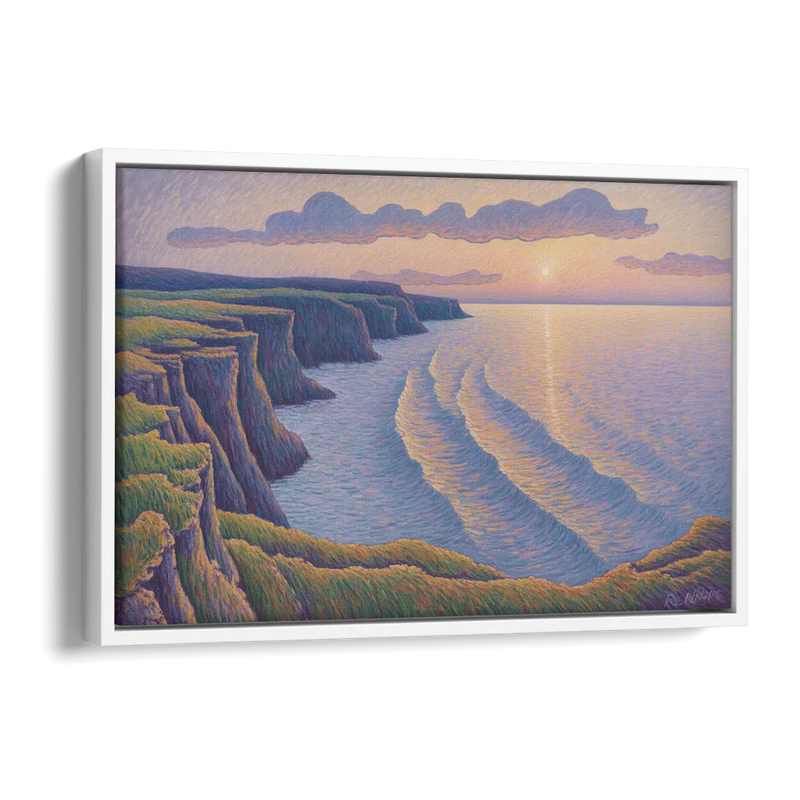 Coastal Cliffs of Newfoundland Side - White Canvas Wall Art