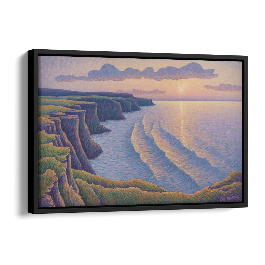 Coastal Cliffs of Newfoundland Side - Black Canvas Wall Art