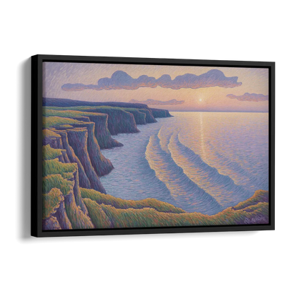 Coastal Cliffs of Newfoundland Side - Black Canvas Wall Art