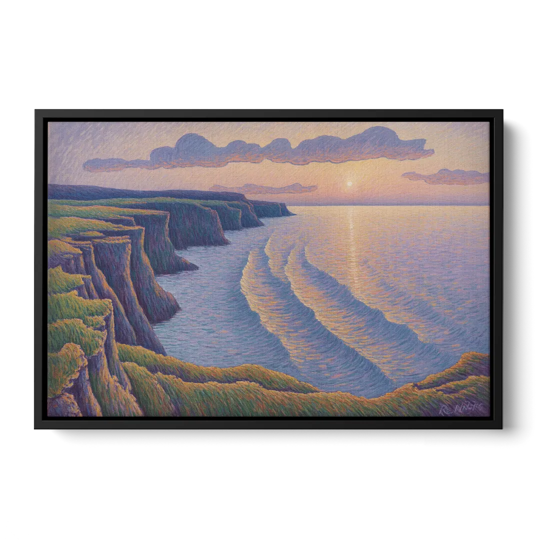 Coastal Cliffs of Newfoundland Front - Black Canvas Wall Art