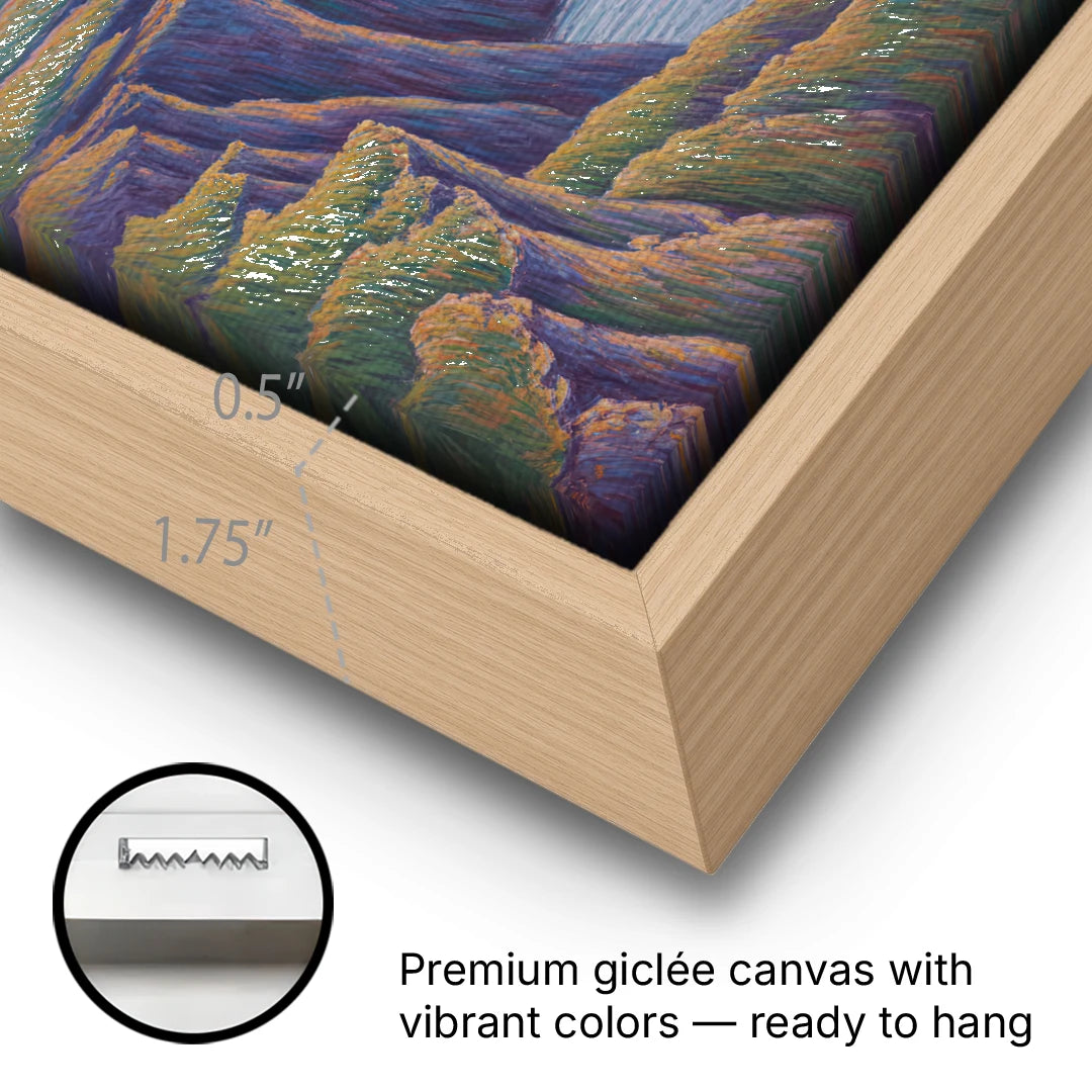 Coastal Cliffs of Newfoundland - Oak Framed Canvas Wall Art - Gallery Wrap Corner