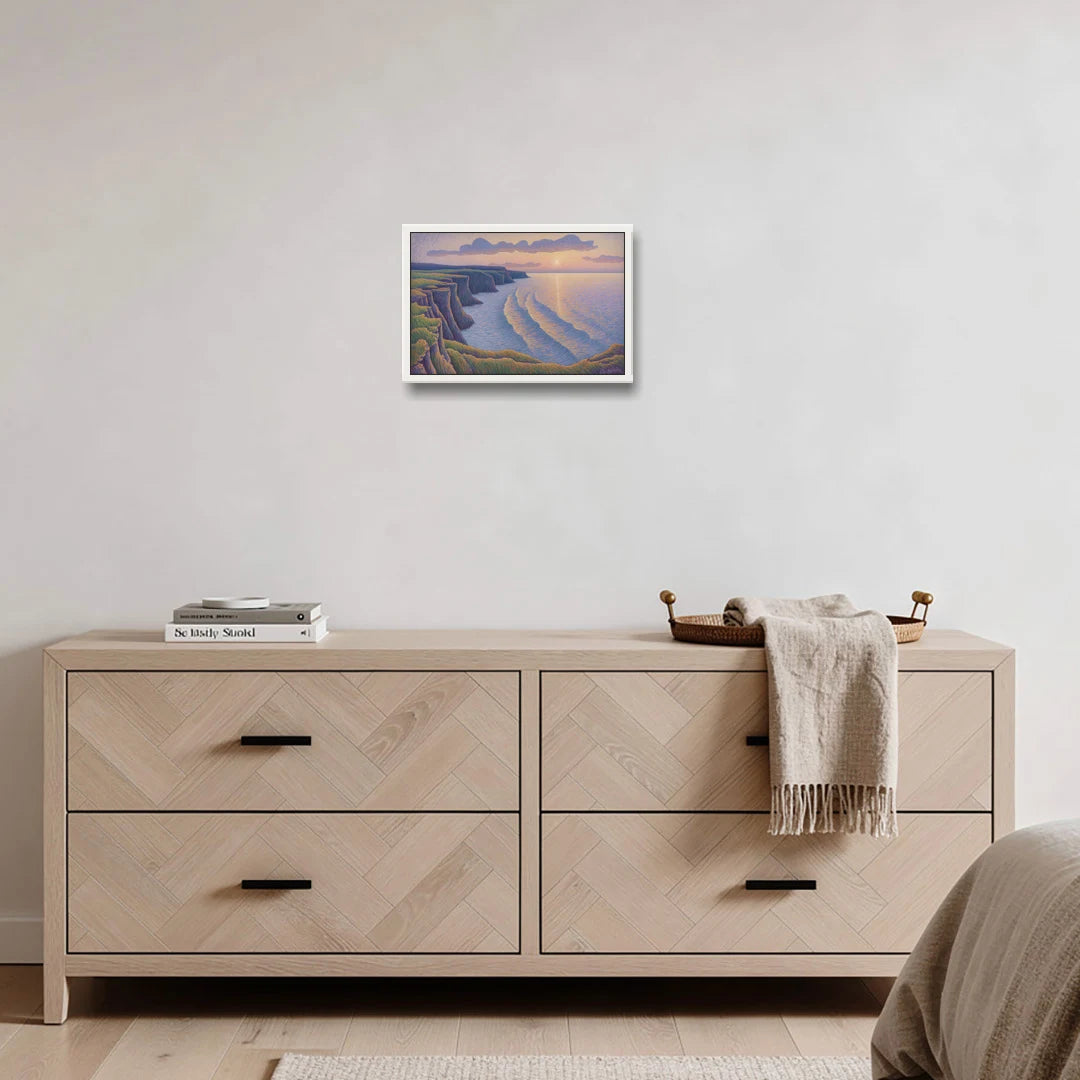 Coastal Cliffs of Newfoundland - White Framed Canvas Wall Art - Coffee Table - 18x12