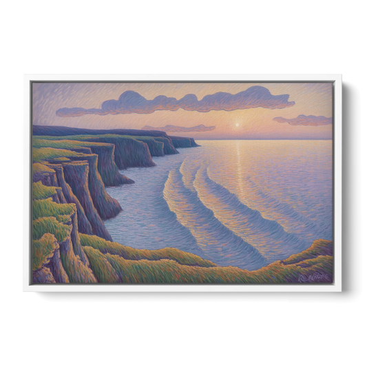 Coastal Cliffs of Newfoundland - White Framed Canvas Wall Art - Front