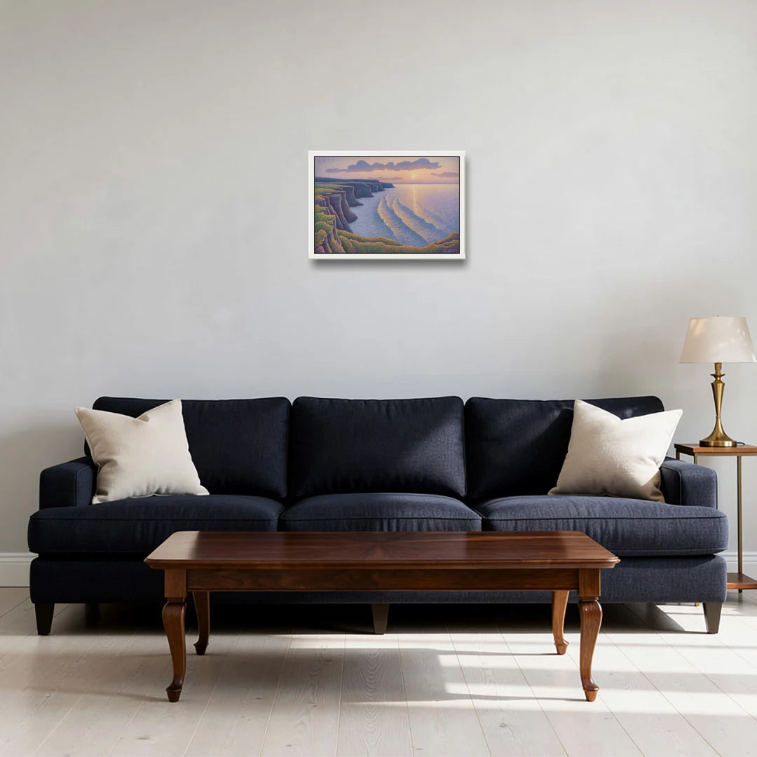 Coastal Cliffs of Newfoundland - White Framed Canvas Wall Art - Sofa - 18x12