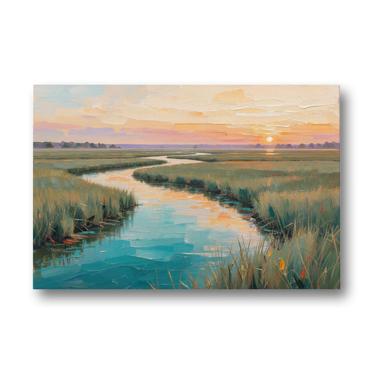 Coastal Salt Marsh at Sunrise for a Big Wall - Canvas Wall Art - Front