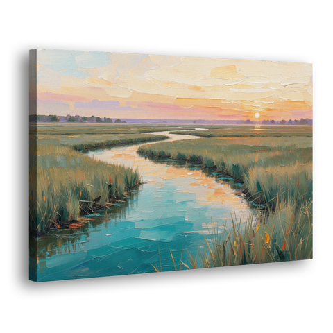 Coastal Salt Marsh at Sunrise for a Big Wall - Canvas Wall Art - Side