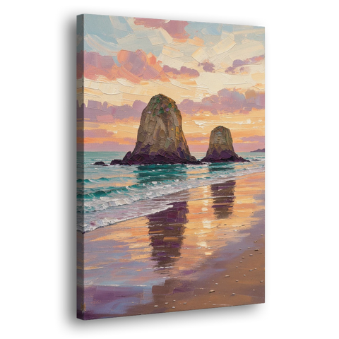 Coastal Sea Stacks at Sunset - Canvas Wall Art - Side