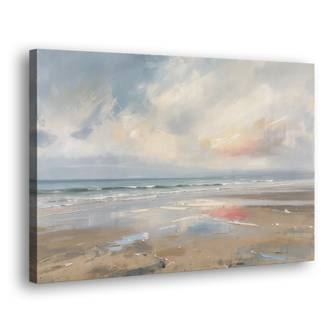 Coastal Wall Art of a Misty Low Tide Shore - Canvas Wall Art - Side