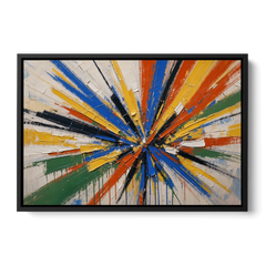 Cobalt Starburst Statement for the Living Room - Black Framed Canvas Wall Art - Front