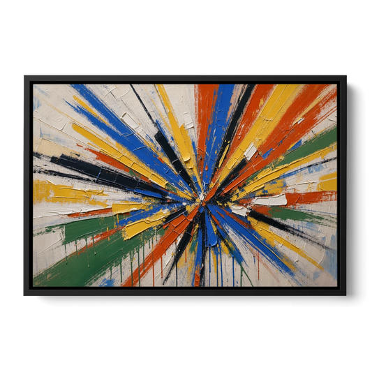 Cobalt Starburst Statement for the Living Room - Black Framed Canvas Wall Art - Front