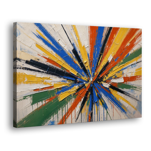 Cobalt Starburst Statement for the Living Room - Canvas Wall Art - Side