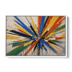 Cobalt Starburst Statement for the Living Room - White Framed Canvas Wall Art - Front