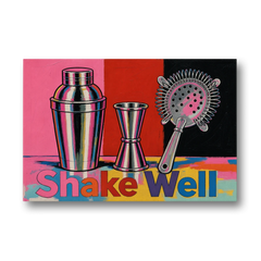 Cocktail Shaker Painting with Jigger and Strainer - Canvas Wall Art - Front