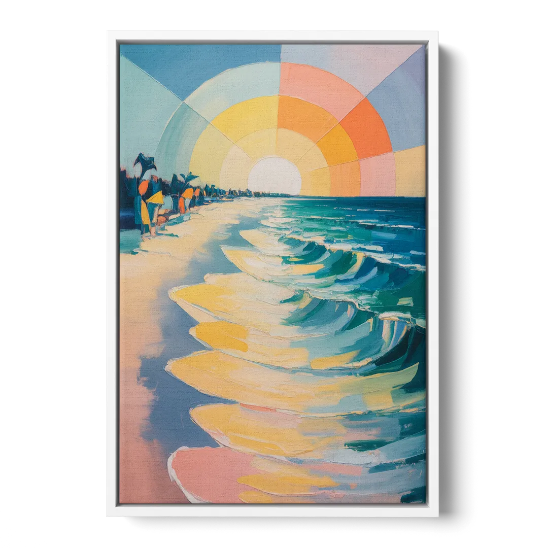 Coco Beach Sunrise Front - White Canvas Wall Art