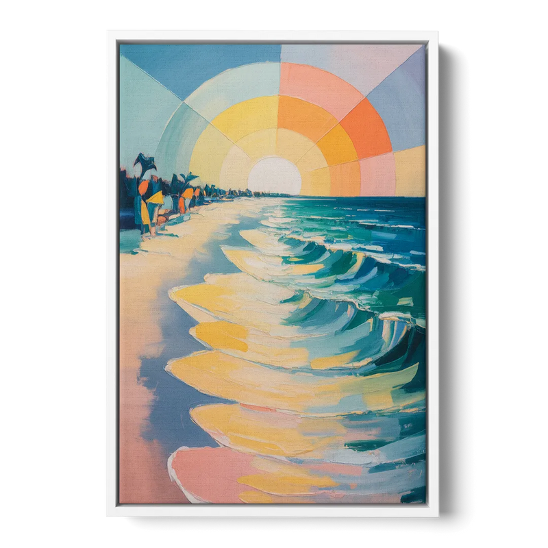 Coco Beach Sunrise Front - White Canvas Wall Art