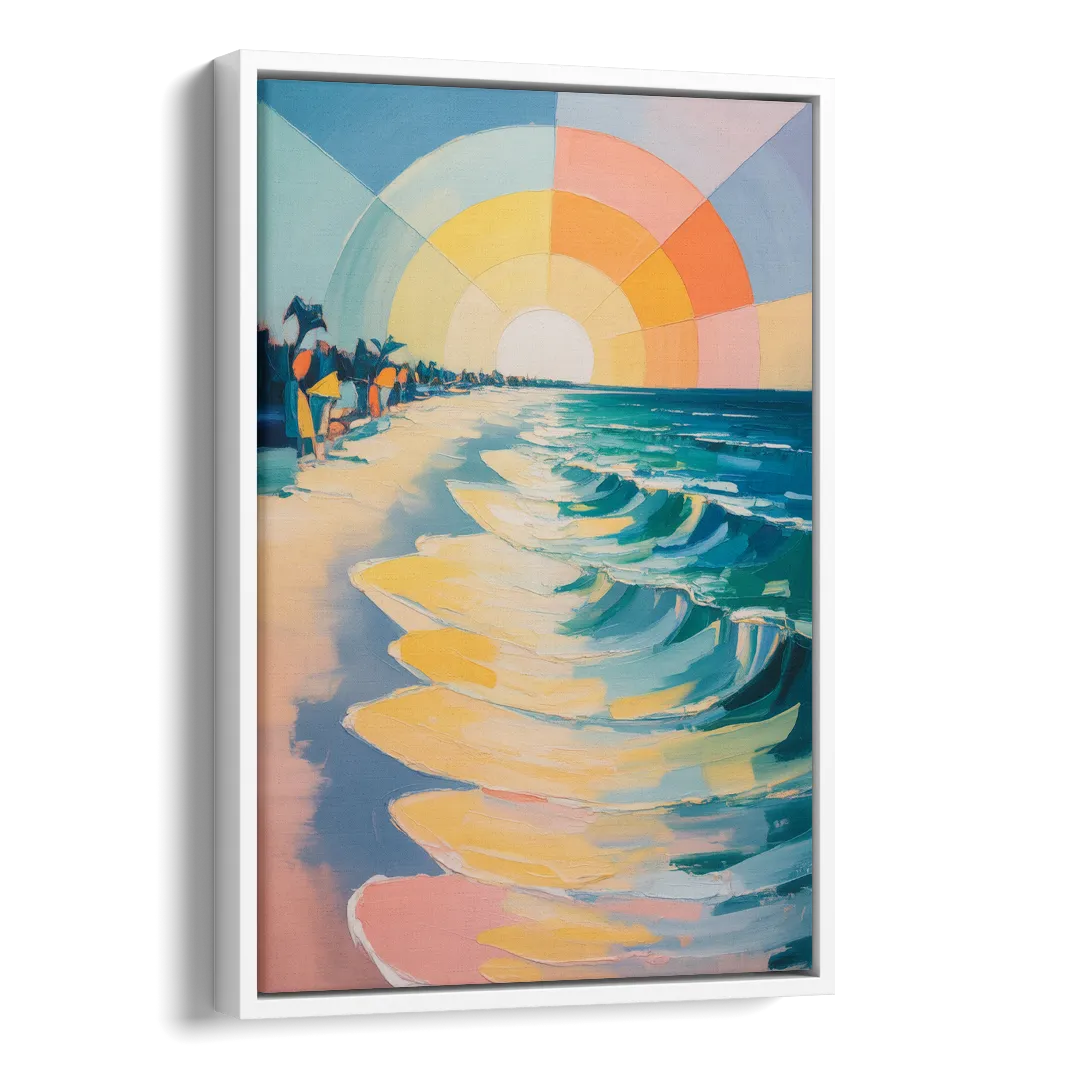 Coco Beach Sunrise Side - White Canvas Wall Art