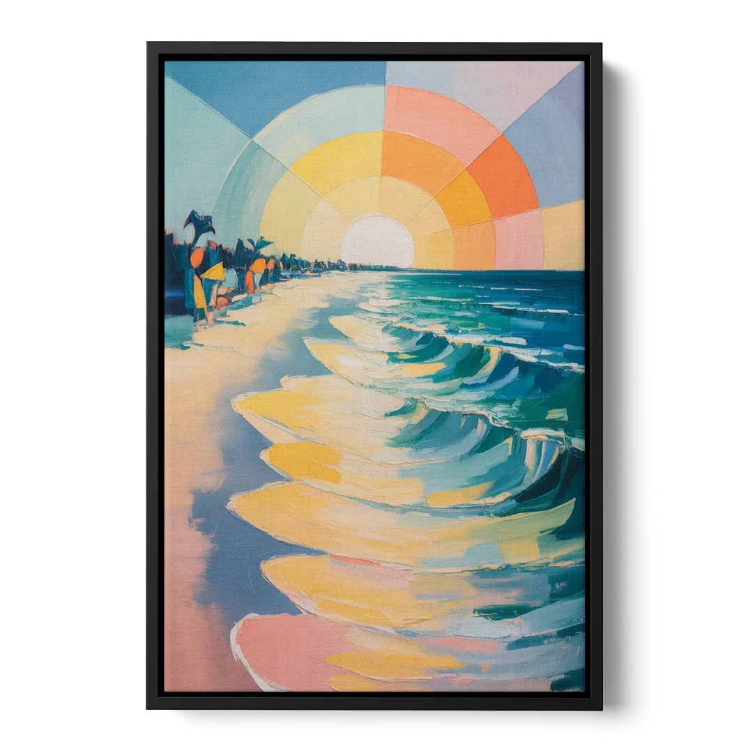 Coco Beach Sunrise Front - Black Canvas Wall Art