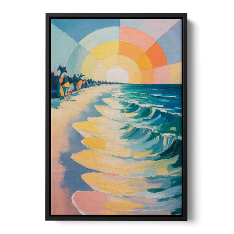 Coco Beach Sunrise Front - Black Canvas Wall Art