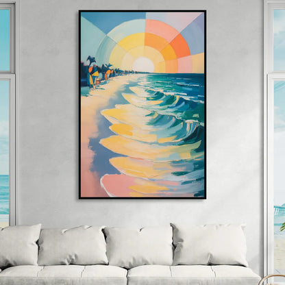 Coco Beach Sunrise Living Room - Black Canvas Wall Art