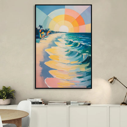 Coco Beach Sunrise Sitting Room - Black Canvas Wall Art