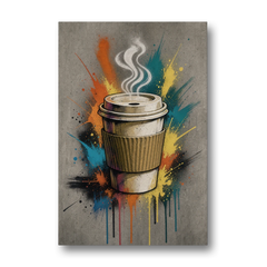 Coffee Art Prints Takeaway Cup in Spray Paint - Canvas Wall Art - Front