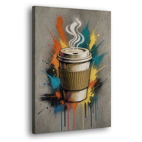 Coffee Art Prints Takeaway Cup in Spray Paint - Canvas Wall Art