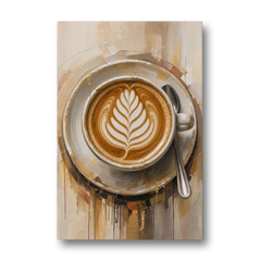 Coffee Cup Canvas Rosetta Latte in Gold - Canvas Wall Art - Front