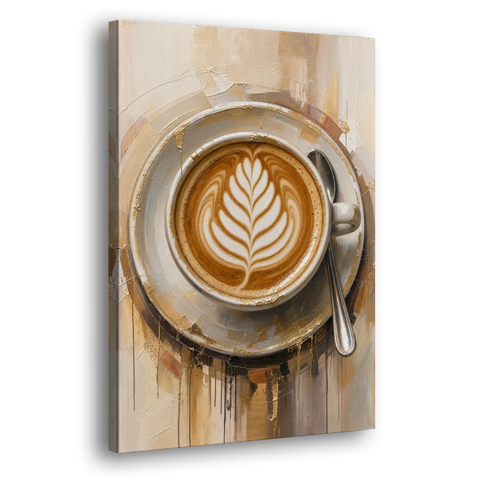 Coffee Cup Canvas Rosetta Latte in Gold - Canvas Wall Art