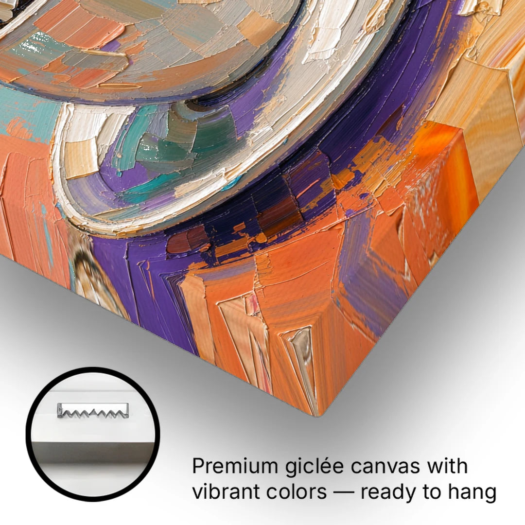 Coffee Cup Painting in Palette Knife Pastels - Canvas Wall Art - Gallery Wrap Corner