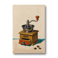 Coffee Nook Decor with a Wooden Hand Crank Grinder - Canvas Wall Art - Front