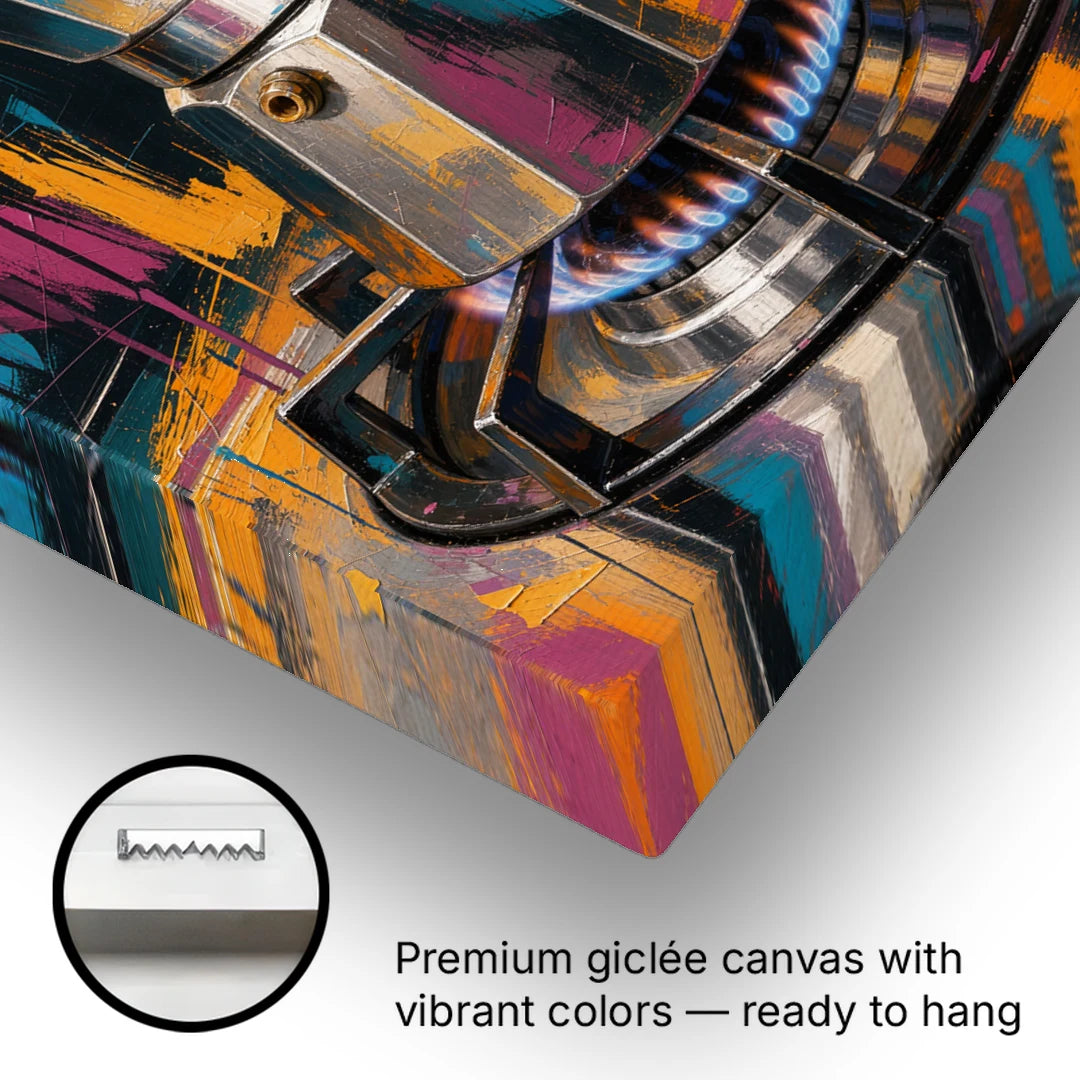 Coffee Pot Painting on the Blue Flame - Canvas Wall Art - Gallery Wrap Corner