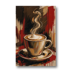 Coffee Station Decor with a Crimson Cappuccino - Canvas Wall Art - Front