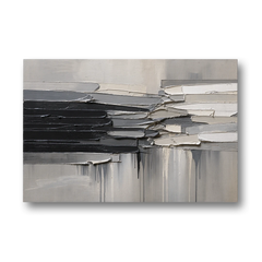 Contemporary Black and White Colliding Impasto Slabs - Canvas Wall Art - Front