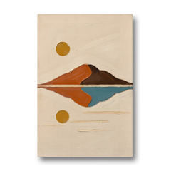 Color Block Painting of a Mirrored Terracotta Mountain - Canvas Wall Art - Front