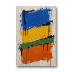 Color Block Turf Green Slash with Black Drips - Canvas Wall Art - Front