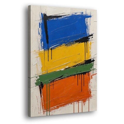 Color Block Turf Green Slash with Black Drips - Canvas Wall Art - Side