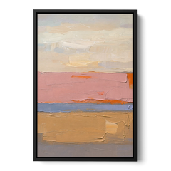 Color Field Abstract Painting in Blush and Ochre - Black Framed Canvas Wall Art - Front