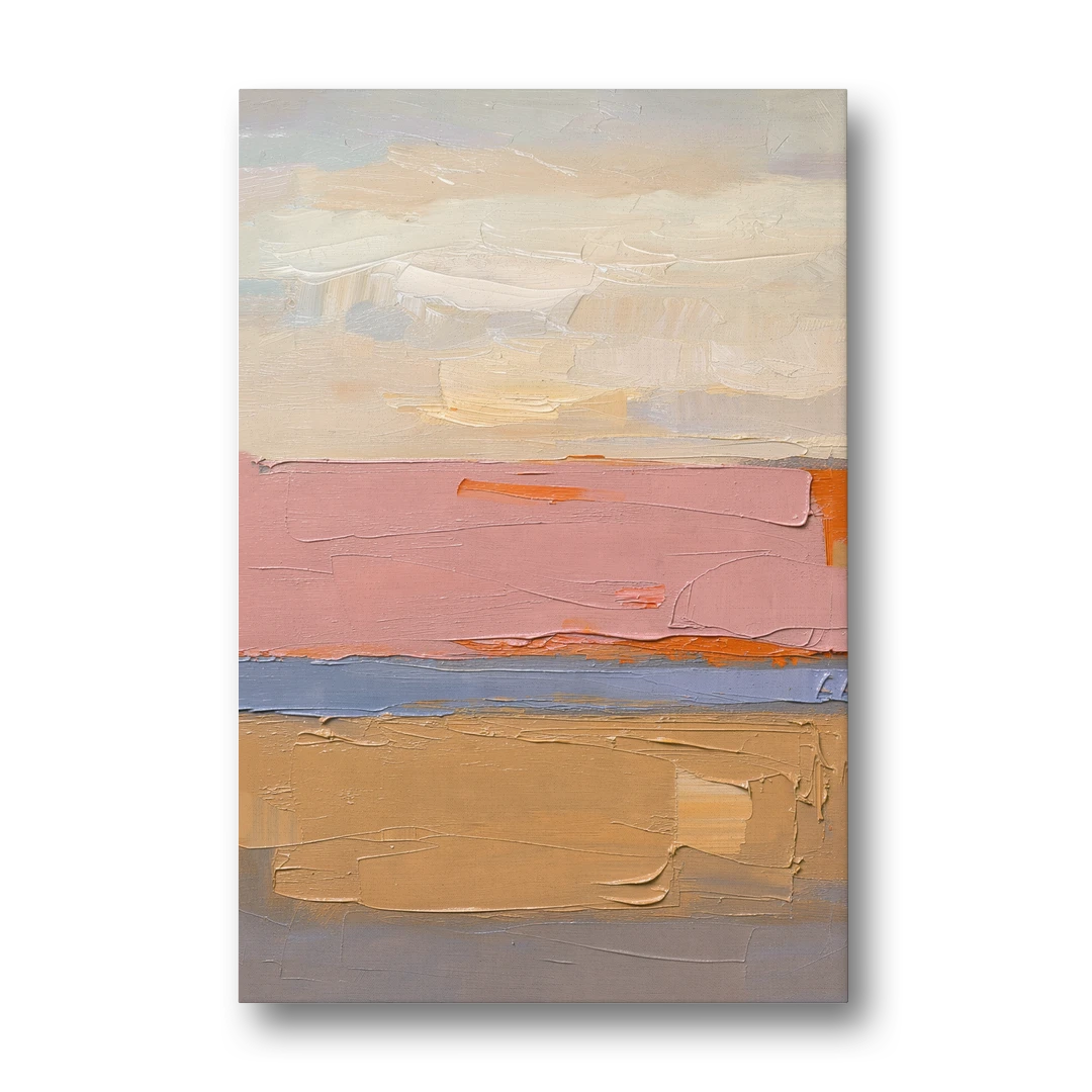 Color Field Abstract Painting in Blush and Ochre - Canvas Wall Art - Front