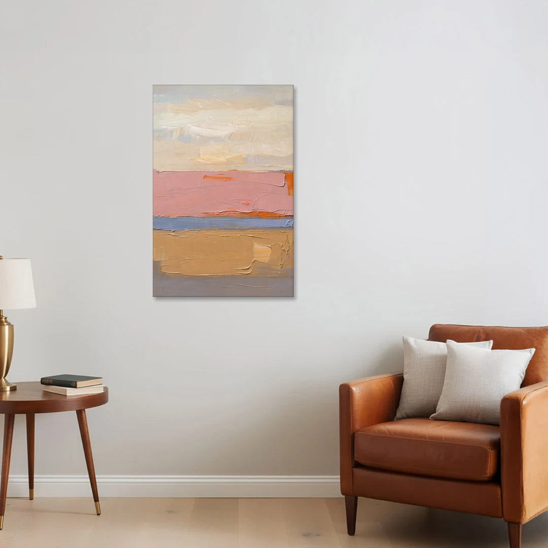 Color Field Abstract Painting in Blush and Ochre - Canvas Wall Art - Sofa - 24x36