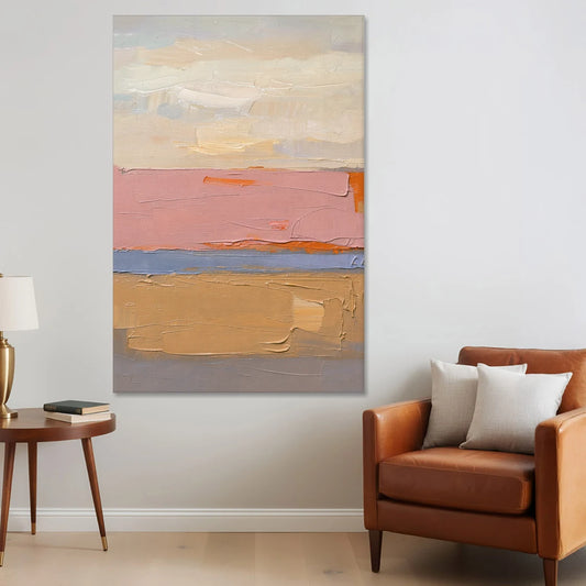 Color Field Abstract Painting in Blush and Ochre - Canvas Wall Art - Sofa - 40x60