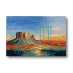 Color Field Painting with Dripping Desert Mesa - Canvas Wall Art - Front