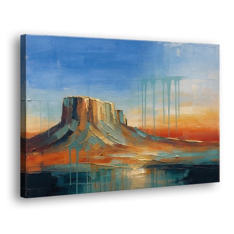 Color Field Painting with Dripping Desert Mesa - Canvas Wall Art - Side