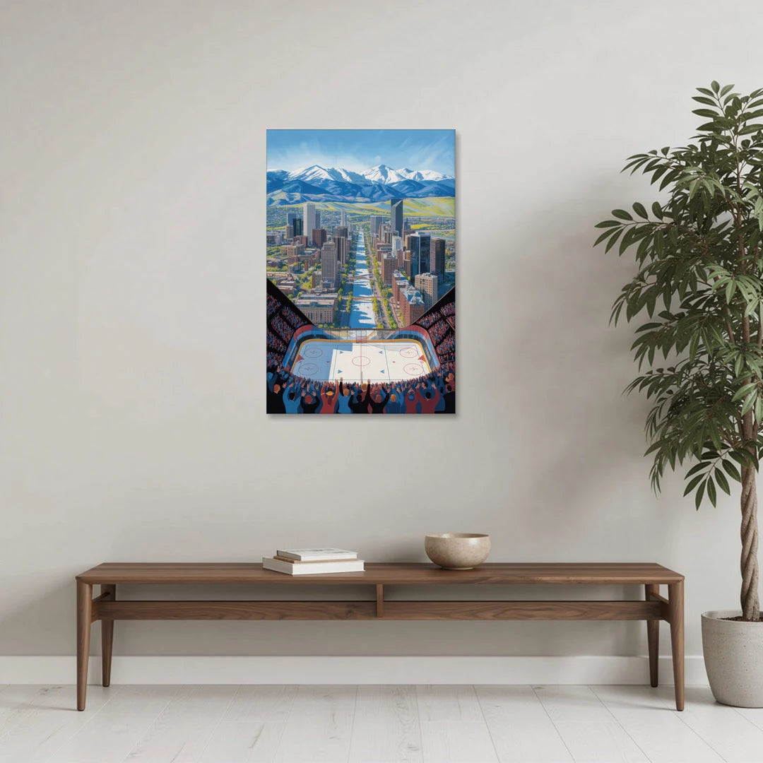 Colorado Avalanche Impressive Denver Cityscape Art - Canvas Wall Art - Coffee Table - 24x36