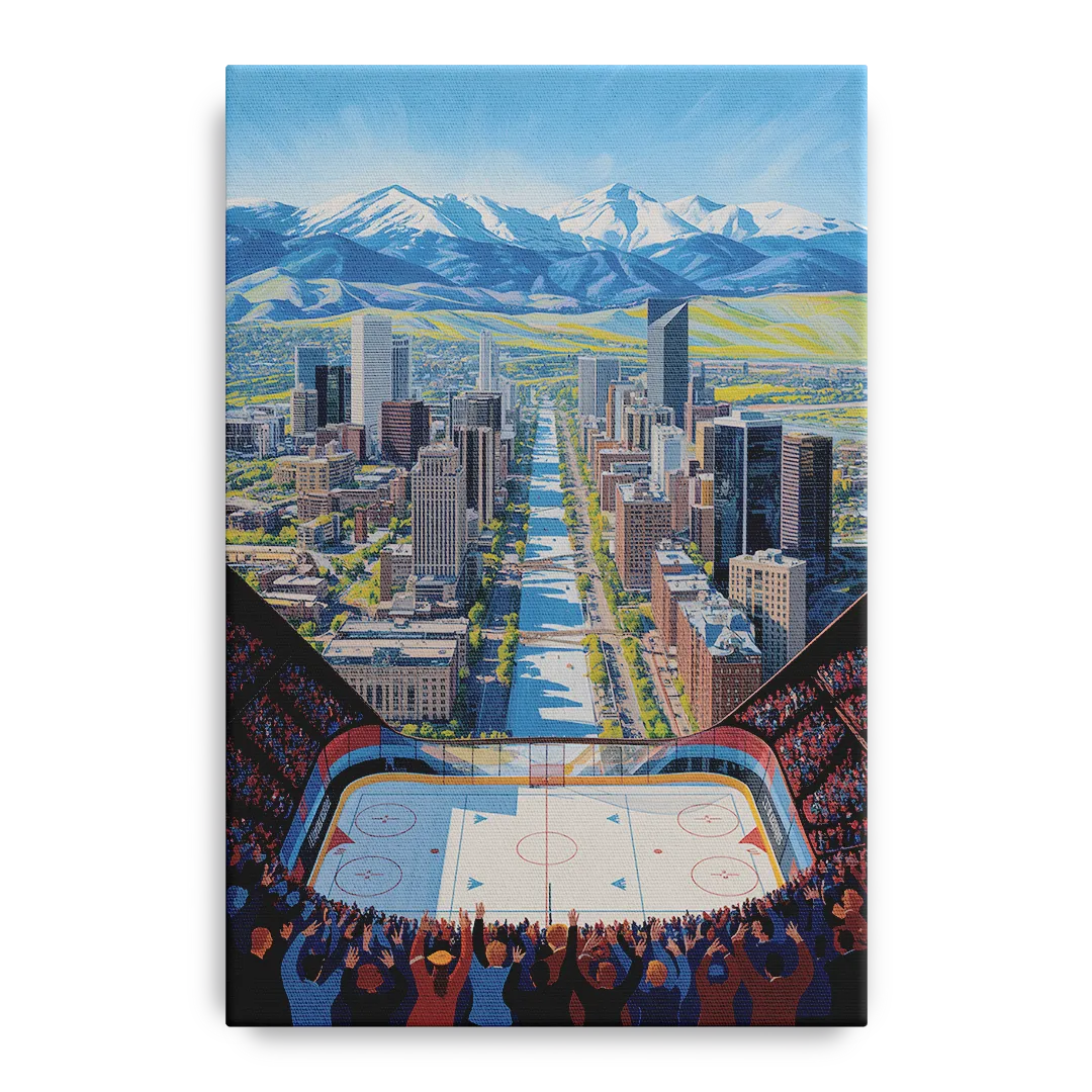 Colorado Avalanche Impressive Denver Cityscape Art Front - Canvas Wall Art