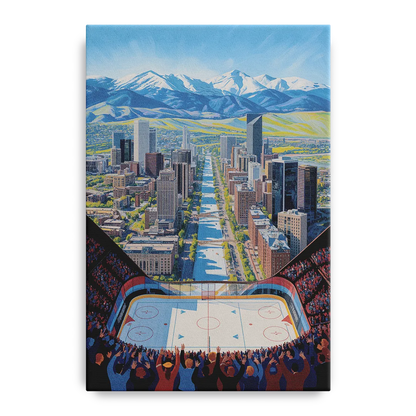 Colorado Avalanche Impressive Denver Cityscape Art Front - Canvas Wall Art